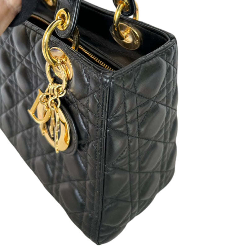 Lady Dior Medium Lambskin Cannage Black GHW