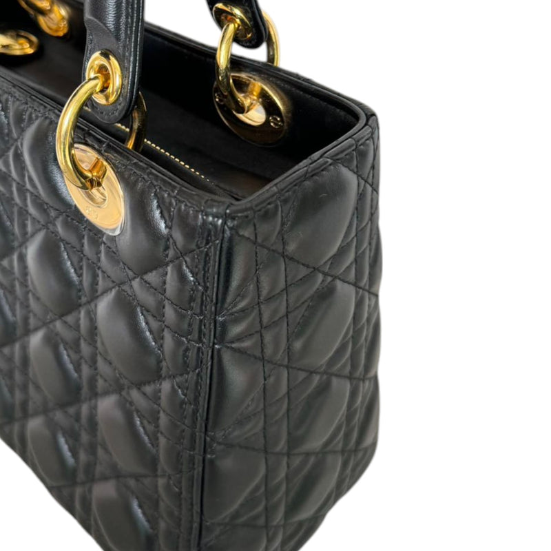 Lady Dior Medium Lambskin Cannage Black GHW
