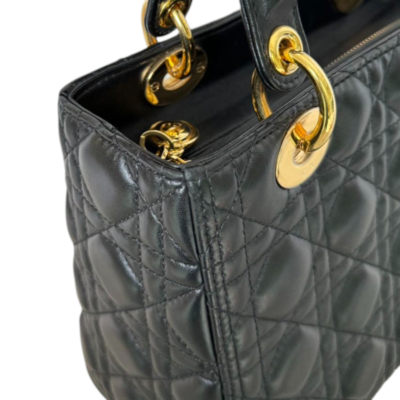 Lady Dior Medium Lambskin Cannage Black GHW
