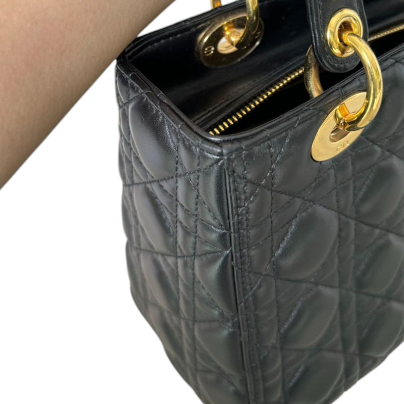 Lady Dior Medium Lambskin Cannage Black GHW