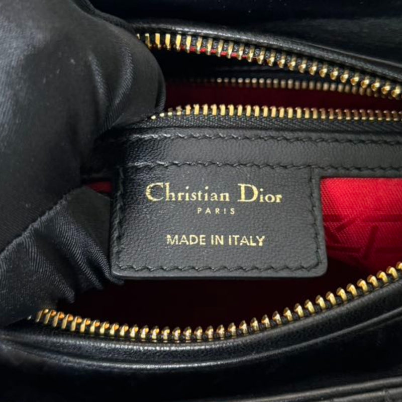 Lady Dior Medium Lambskin Cannage Black GHW