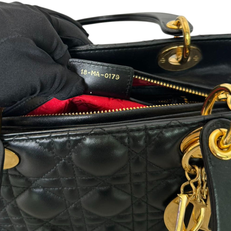 Lady Dior Medium Lambskin Cannage Black GHW
