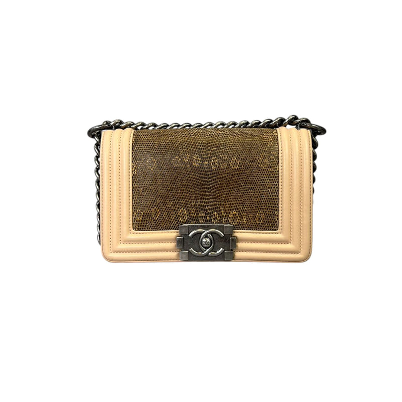 LeBoy Flap Small Calfskin Lizard Nude Pink RHW