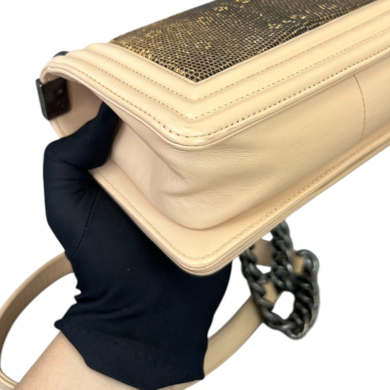 LeBoy Flap Small Calfskin Lizard Nude Pink RHW