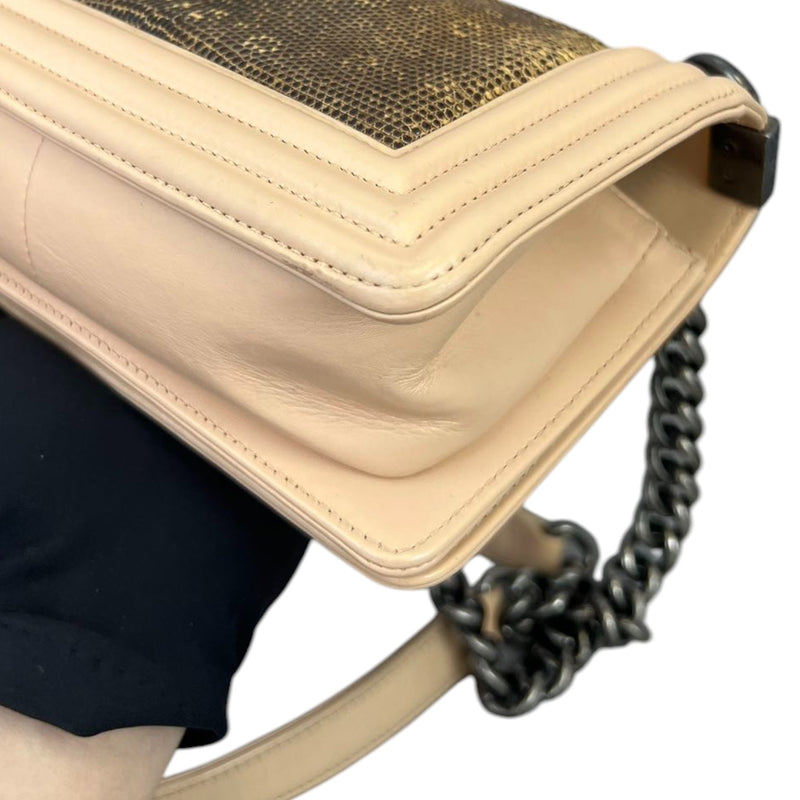 LeBoy Flap Small Calfskin Lizard Nude Pink RHW