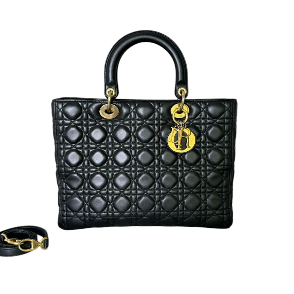 Lady Dior Large Lambskin Quilted Black GHW