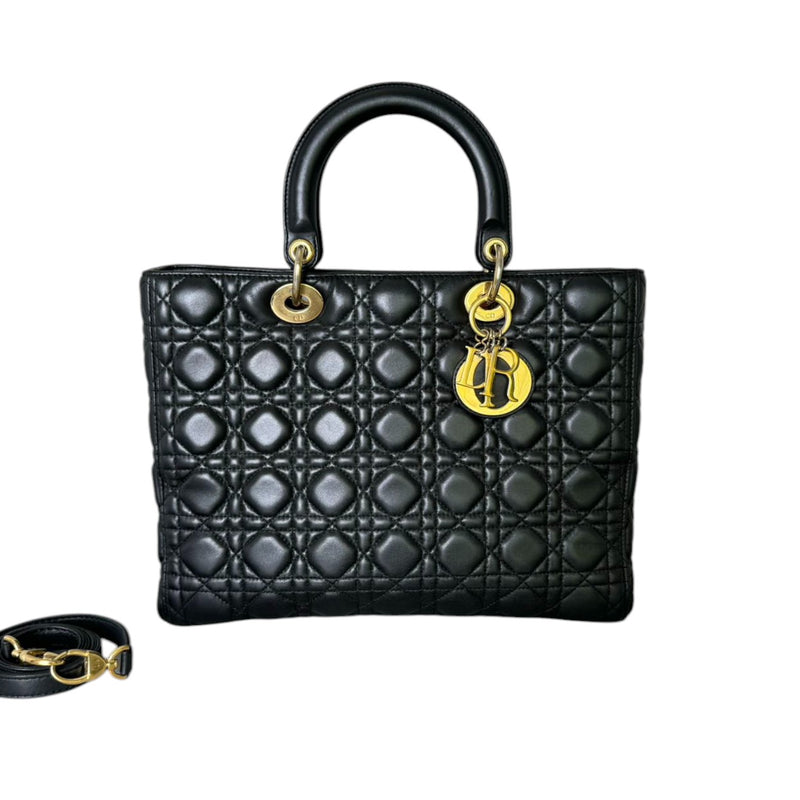 Lady Dior Large Lambskin Quilted Black GHW