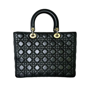 Lady Dior Large Lambskin Quilted Black GHW