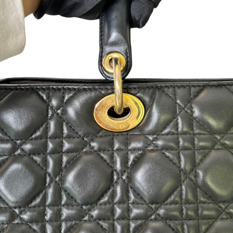 Lady Dior Large Lambskin Quilted Black GHW