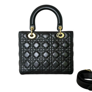 Lady Dior Medium Lambskin Cannage Black GHW