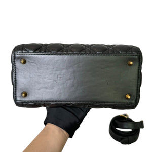 Lady Dior Medium Lambskin Cannage Black GHW