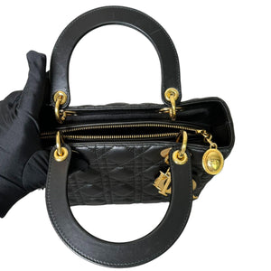 Lady Dior Medium Lambskin Cannage Black GHW