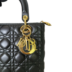 Lady Dior Medium Lambskin Cannage Black GHW