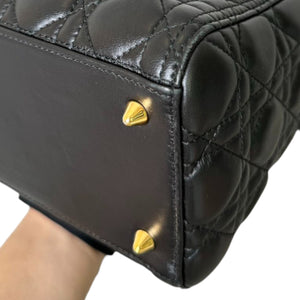Lady Dior Medium Lambskin Cannage Black GHW