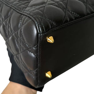 Lady Dior Medium Lambskin Cannage Black GHW