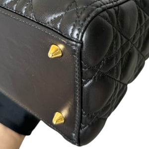 Lady Dior Medium Lambskin Cannage Black GHW