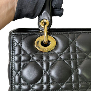 Lady Dior Medium Lambskin Cannage Black GHW