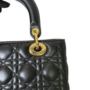Lady Dior Medium Lambskin Cannage Black GHW