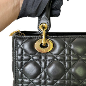 Lady Dior Medium Lambskin Cannage Black GHW