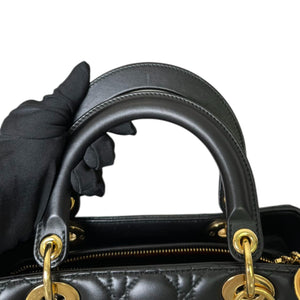Lady Dior Medium Lambskin Cannage Black GHW