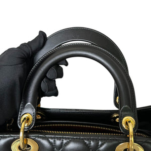 Lady Dior Medium Lambskin Cannage Black GHW