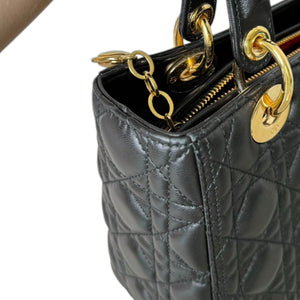 Lady Dior Medium Lambskin Cannage Black GHW