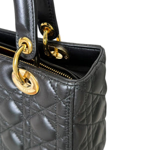 Lady Dior Medium Lambskin Cannage Black GHW