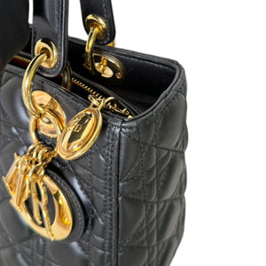 Lady Dior Medium Lambskin Cannage Black GHW