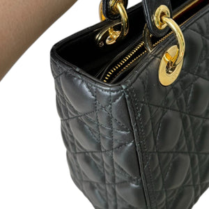 Lady Dior Medium Lambskin Cannage Black GHW