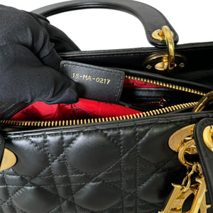 Lady Dior Medium Lambskin Cannage Black GHW