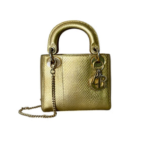 Lady Dior Mini Python Quilted Gold GHW