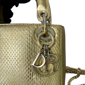 Lady Dior Mini Python Quilted Gold GHW