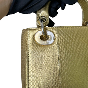 Lady Dior Mini Python Quilted Gold GHW