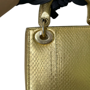 Lady Dior Mini Python Quilted Gold GHW