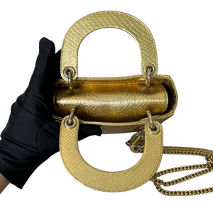 Lady Dior Mini Python Quilted Gold GHW