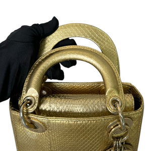 Lady Dior Mini Python Quilted Gold GHW