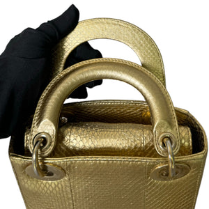 Lady Dior Mini Python Quilted Gold GHW