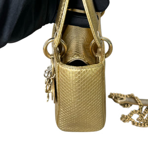 Lady Dior Mini Python Quilted Gold GHW