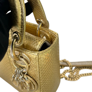 Lady Dior Mini Python Quilted Gold GHW