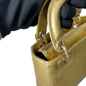 Lady Dior Mini Python Quilted Gold GHW