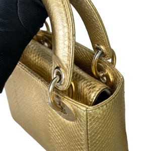 Lady Dior Mini Python Quilted Gold GHW
