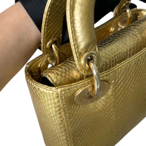 Lady Dior Mini Python Quilted Gold GHW