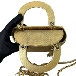 Lady Dior Mini Python Quilted Gold GHW