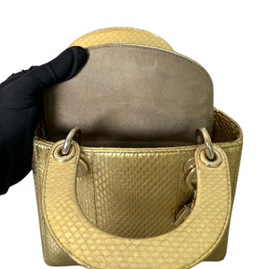Lady Dior Mini Python Quilted Gold GHW
