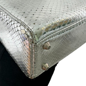 Lady Dior Mini Metallic Python Silver SHW