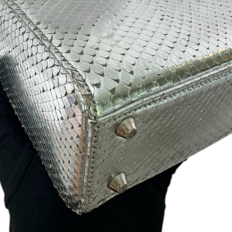 Lady Dior Mini Metallic Python Silver SHW