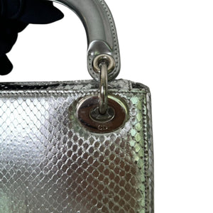 Lady Dior Mini Metallic Python Silver SHW