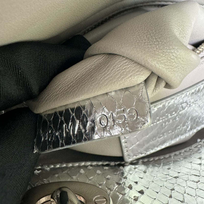 Lady Dior Mini Metallic Python Silver SHW