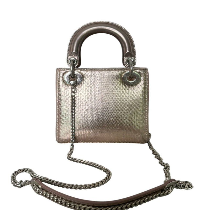 Lady Dior Mini Metallic Python Pink SHW