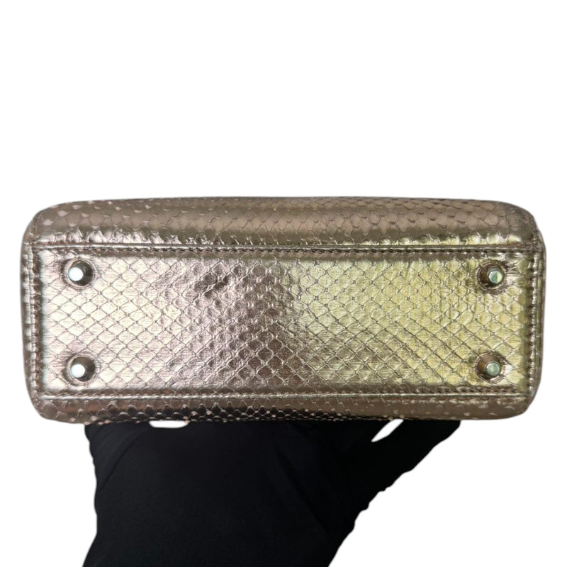Lady Dior Mini Metallic Python Pink SHW